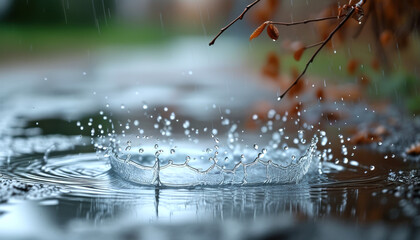 High fidelity splash water droplets close-up with copy space for nature design
