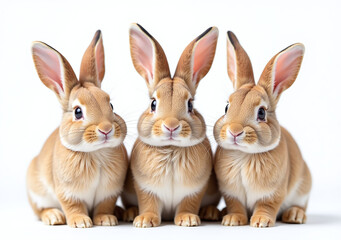 rabbits adorable creatures cute ears soft fur shining eyes white isolated background easter celebrations every