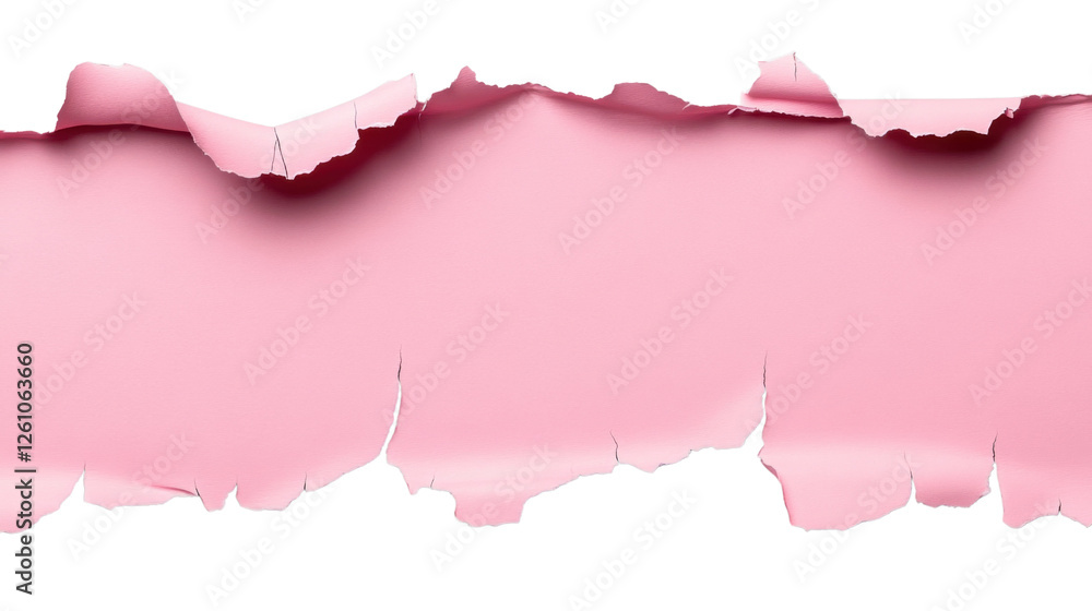 Poster pink torn paper with transparent background creating copy space