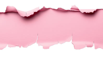 Pink torn paper with transparent background creating copy space