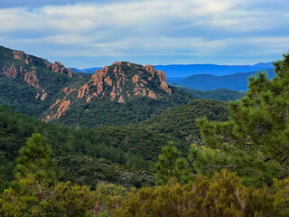 mountain landscape with blue sky, French riviera