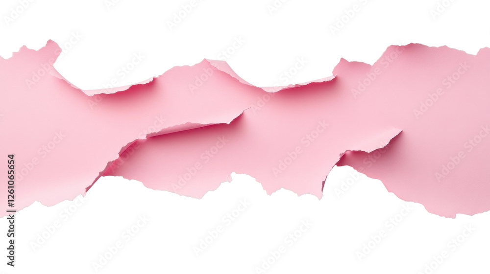 Poster pink torn paper with transparent background creating a ripped effect