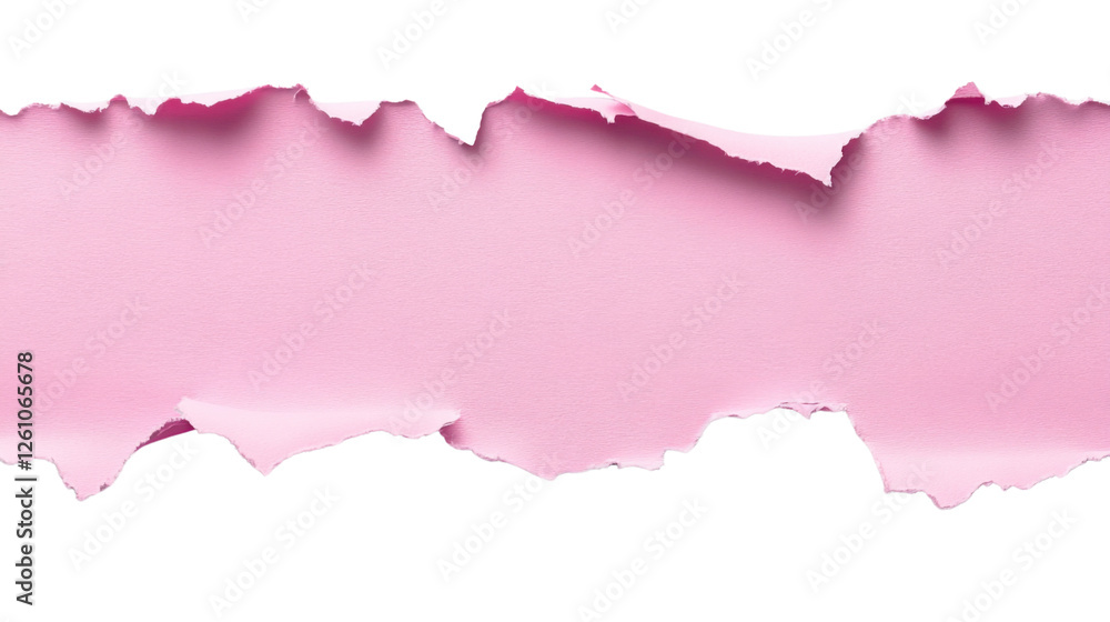 Poster pink ripped paper with transparent background creating copy space
