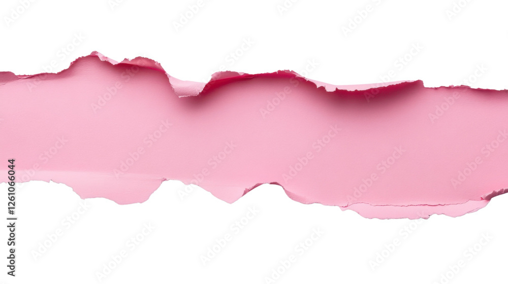 Poster pink ripped paper creating a transparent empty space for text or design
