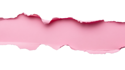 Pink ripped paper creating a transparent empty space for text or design