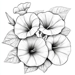 Botanical illustration of blooming flowers