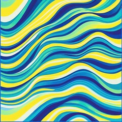 Vibrant blue, yellow, and green tones in a fluorescent wavy pattern are shown.