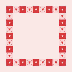 Frame  in box with heart vector print. Romantic background