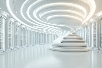 Pristine Interior of a Data Center Showcasing Perfectly Aligned Racks and a Minimalist Design With Bright Overhead Lighting