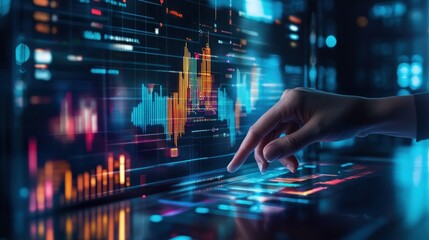 Navigating the stock market digital frontier, chart analysis interface