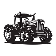 Retro Farm Machine – High-Detail Tractor Illustration