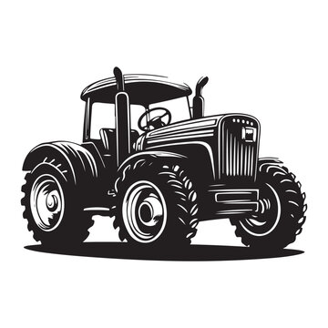 recommend clip art: Retro Farm Machine – High-Detail Tractor Illustration
