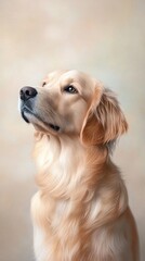 Golden Retriever portrait, studio backdrop