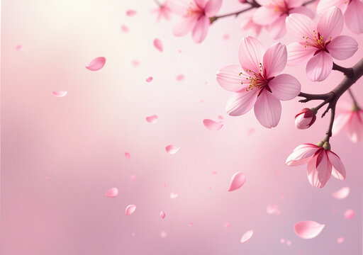 soft pink sakura petals gently fall beautiful vector illustration