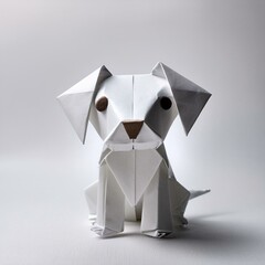 Chien en origami, pliage en forme d'animal mignon et kawai en ia