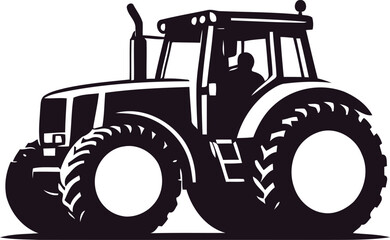 Naklejka premium Tractor Vector Illustration logo with Heavy Duty tractor Icon vector on white background
