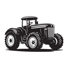 Heavy-Duty Tractor Line Art – Monochrome Farming Design