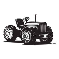Heavy-Duty Tractor Line Art – Monochrome Farming Design