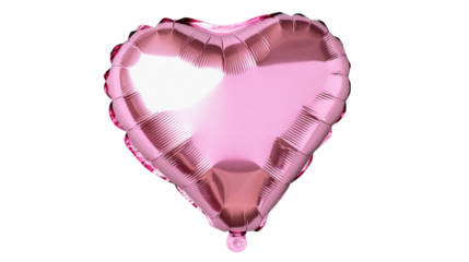 Pink heart shaped balloon floating on transparent background