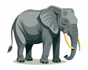 Fototapeta premium Elephant vector, Simple color Design vector icon with white background. Wild Animal Vector., Cartoon vector, 2d vector 