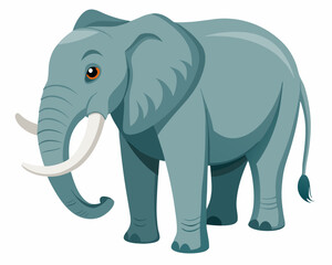 Fototapeta premium Elephant vector, Simple color Design vector icon with white background. Wild Animal Vector., Cartoon vector, 2d vector 