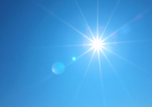 bright sun shines clear blue sky everyday midday