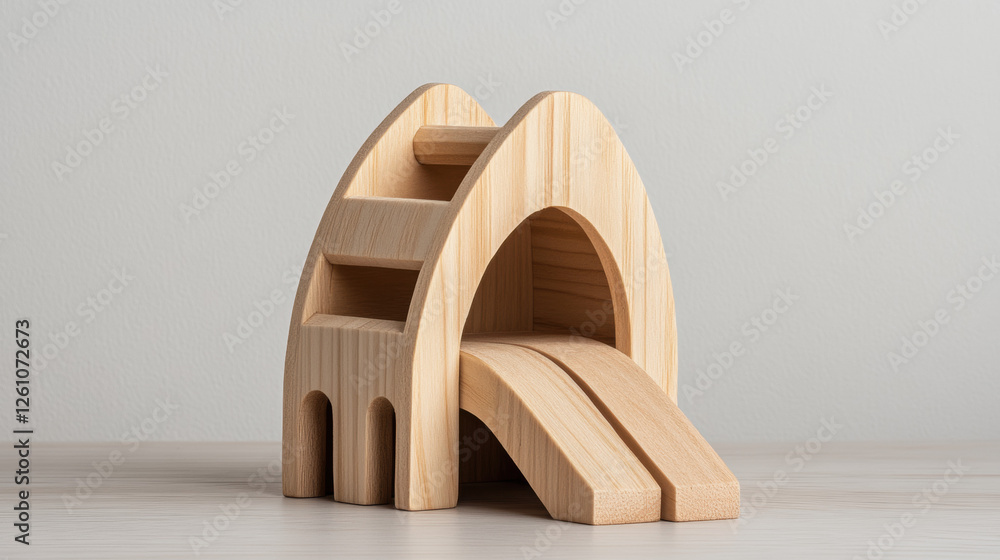Poster wood stick inventions, multi-level parking garage image designed from popsicle sticks with high fide