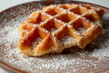 A closeup view of a croffle.