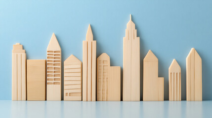 Wood stick inventions, A detailed cityscape created from popsicle sticks, showcasing high fidelity and artistic design in a unique format.