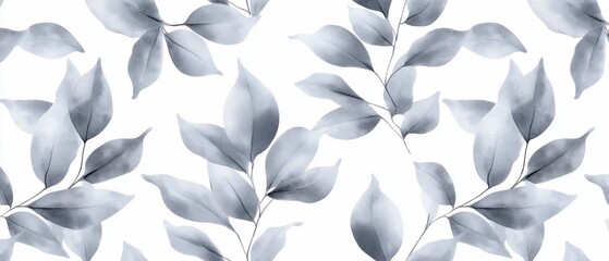 Silver leaves pattern, nature background, botanical design, wallpaper