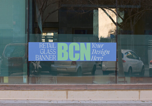 Large Horizontal Sticker Displayed in Shop Window in Barcelona