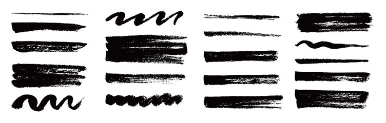 Marker brush texture stroke paint underline highlight. Marker pen highlight stroke. Vector hand drawn brush underline element set for accent, crayon texture emphasis element. Chalk vector illustration