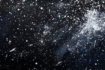 Obraz premium black and white photo of snowflakes falling from the sky. Concept of calm and serenity, as the snowflakes gently fall to the ground