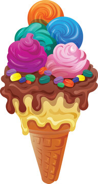 colorful ice cream icon vector illustration
