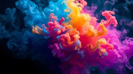 Obraz premium Colorful Smoke Explosion on a Vivid Background