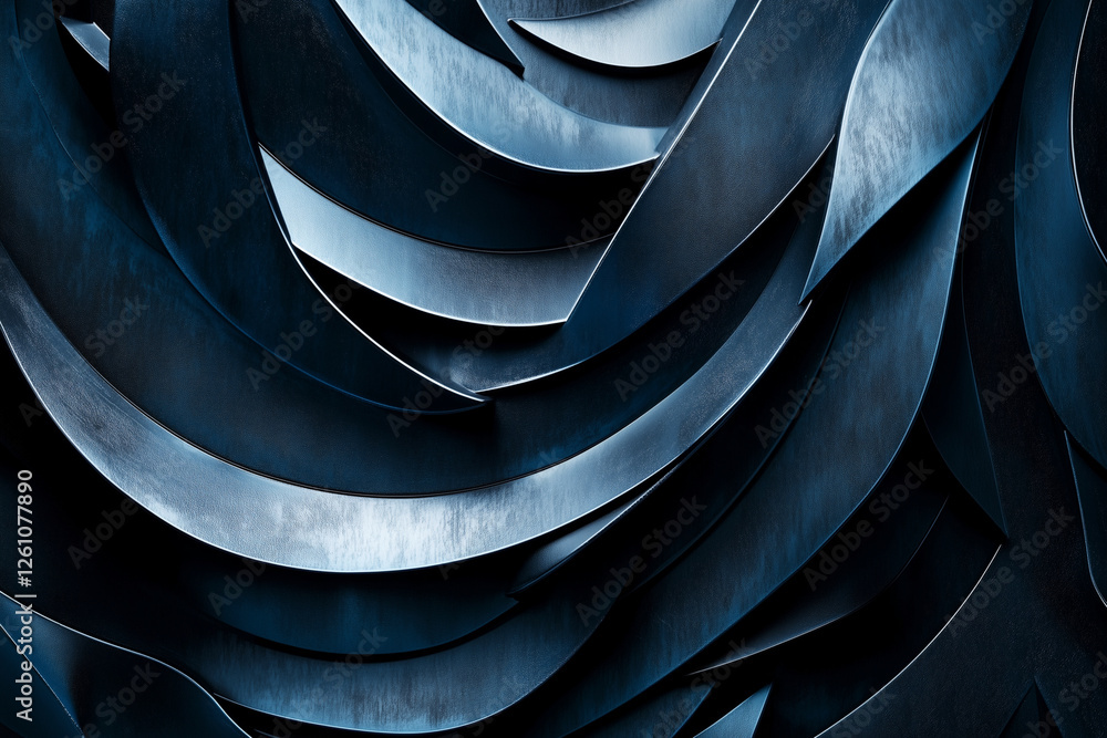 Aufkleber close up of a series of blue lines that are twisted and curved. the lines are metallic and appear to