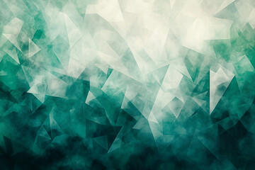 Fototapeta premium green and white abstract background with a lot of triangles. The background is a mix of green and white, with the green being more dominant. The triangles are scattered throughout the background