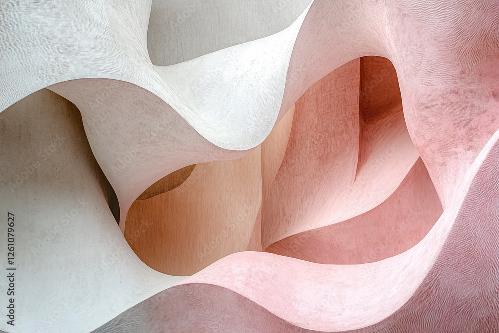 Poster piece of paper with a pink and white swirl pattern. the paper is folded and has a rough texture. the