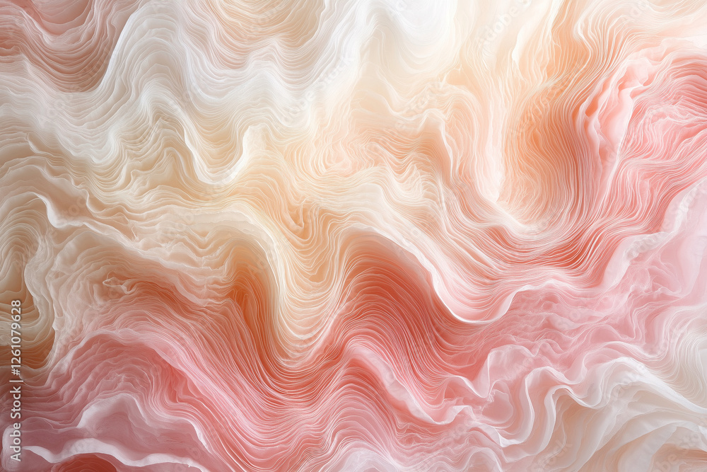 Poster pink and white wave pattern, with the pink color dominating the scene. the wave pattern is abstract 