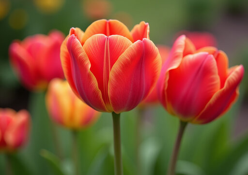 vibrant tulip flowers bloom early spring often adding pop color gardens everywhere delicate