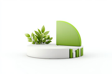 pie chart visualizing green business growth with green leaves symbolizes sustainability and eco friendliness. This represents environmental awareness and growth