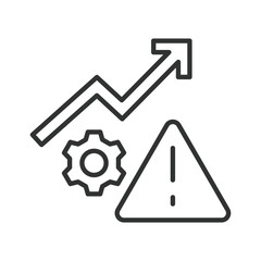 High technical risks, icon in line design. High technical risks, danger, failure, vulnerability, data breach, instability on white background vector. High technical risks editable stroke icon