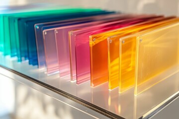 Colorful acrylic panels showcase vibrant hues.