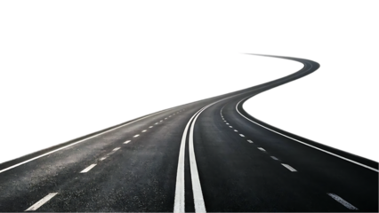 A winding road curves out of view hinting at themes of travel, paths, or journeys