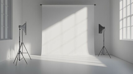 Minimalist Photography Studio Setup With Lighting Equipment