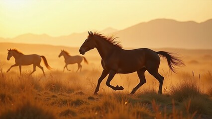 Beautiful Horse Running on a Field