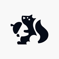 Vector illustration of squirrel and nut