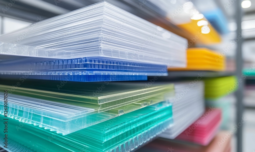 Poster colorful translucent sheets stacked neatly