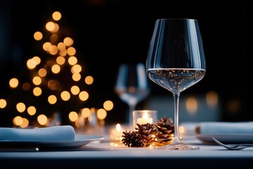 Elegantes Weinglas bei festlicher Tischdekoration
