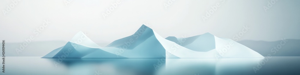 Poster conceptual design of fragmented geometric shapes transitioning into soft glowing curves under diffused lighting